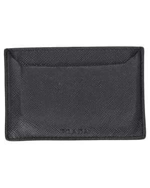 Prada Lux Kartenetui aus schwarzem Saffiano-Leder