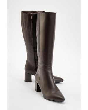 Sejas Leder Blockabsatz Knieholer Stiefel (Damen)
