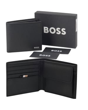 Hugo Boss Lederbörse Zair_4cc Bifold Kreditkartenetui - Schwarz