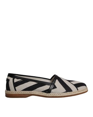 Dolce & Gabbana Schwarz-Weiß Gestreifte Slip-On Espadrilleschuhe