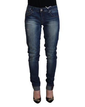 Acht Blue Washed Baumwoll Slim Fit Damenjeans