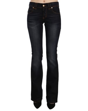 John Galliano Blau gewaschene Mid-Waist Regular Leg Bootcut-Denimjeans