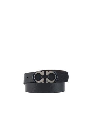 Ferragamo Schwarzer Kalbsleder Bos Taurus Gürtel Regular