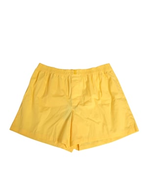 Dolce & Gabbana Gelbes Baumwoll-Shorts mit elastischem Bund für Schwimmbad