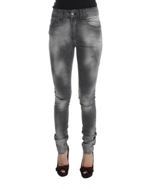 John Galliano Graue Waschung Baumwollmischung Slim Fit Denim Jeanshosen