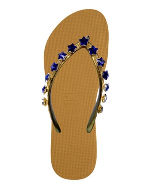 Kleine blaue Stern-Flip-Flops Ocker