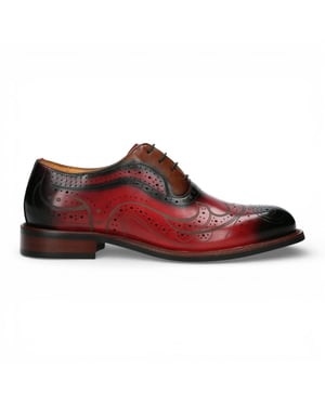 Lorenzo Conti Herren rote schwarze Leder-Brogue Oxford-Dressschuhe – Ayan-01