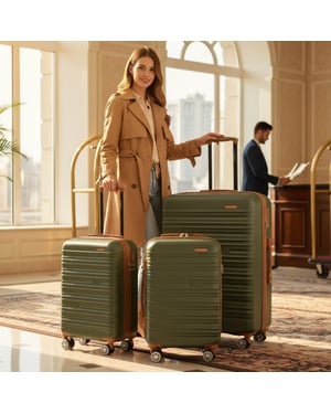 Erweiterbarer grüner Hardshell-ABS-Koffer 8-Rad-Reisegepäck für großes Gepäck