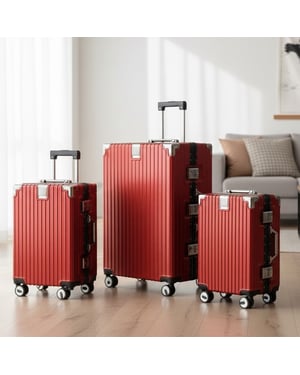 Red Hardshell Doppel-4-Rad-ABS-Gepäckwagen Hartschalen-Koffer-Set