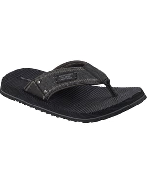Skechers Quill Textil Herren schwarze Flip-Flops