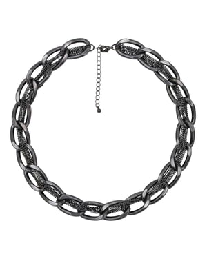 Steuer Modeschmuck Kette schwarze Metall Gliederkette