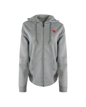 Moschino Kapuzenpullover Mit Kleinem Roten Herzlogo, Grau, Mit Reißverschluss