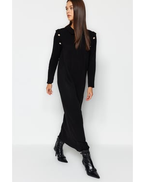 Langes, einfarbiges, lässiges, modisches Kleid für Damen in normaler Passform