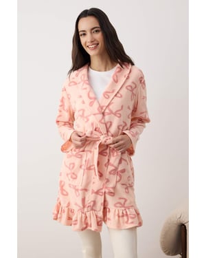 Damen-Morgenmantel mit Rosa-Print