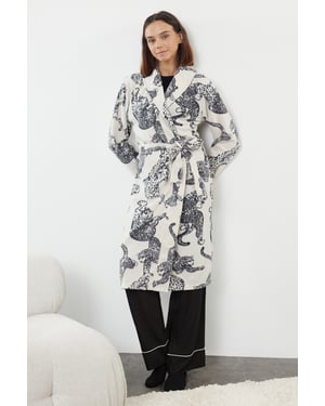 Damen-Morgenmantel mit sehr farbenfrohem Print
