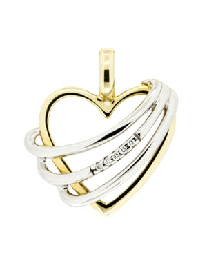Orolino Anhänger 585 Gold zweifarbig Herz mit 5x Brillant 0,025ct.