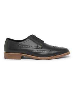 Lambretta Stockton Leder Herren schwarze Schnürschuhe