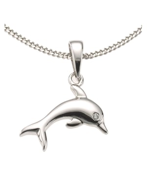 Zeeme for Kids Halskette aus 925er Sterlingsilber, rhodiniert, Delfin-Motiv, 36/38 cm - Silber