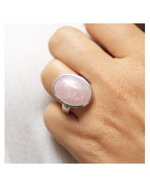 Zeeme Gemstones Ring Silber 925 rhodiniert mit echtem Rosaquarz 20x15mm