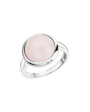 Zeeme Gemstones Ring Silber 925 rhodiniert mit echtem Rosenquarz 12mm