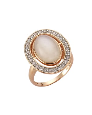 Zeeme Gemstones Ring Silber 925 rosé vergoldet mit echtem Mondstein Zirkonia
