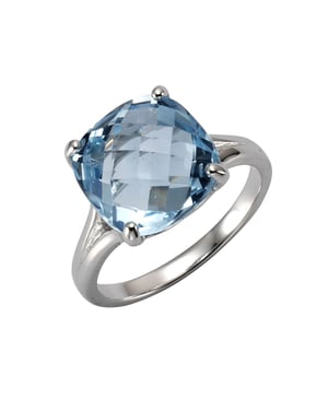 Zeeme Gemstones Ring Silber 925 rhodiniert mit Blautopas (beh.) 12mm