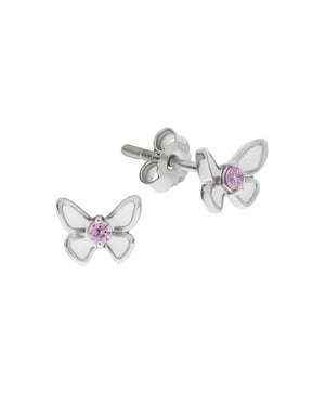 Zeeme for Kids Ohrringe Silber 925 Schmetterling Zirkonia pink