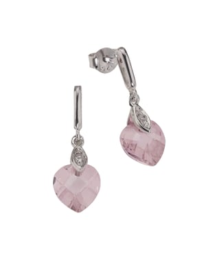 Zeeme for Kids Ohrringe 925 Sterling Silber Zirkonia Herz pink