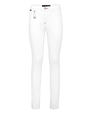 Philipp Plein High‑Waist Jeggings "Iconic Plein" - Weiß