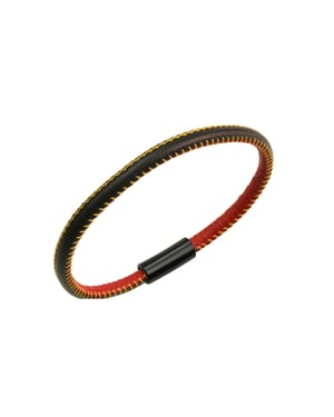 Zeeme Stainless Steel Armband echt Leder mit Deutschland-Farben 19cm
