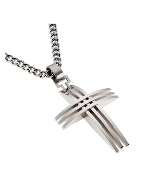 Zeeme Stainless Steel Halskette Edelstahl mit Kreuz-Anhänger 50cm lang