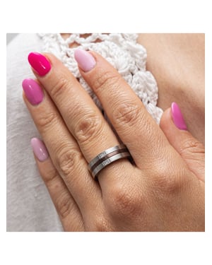 Zeeme Stainless Steel Ring Edelstahl mehrfarbig mit weißen Kristallen