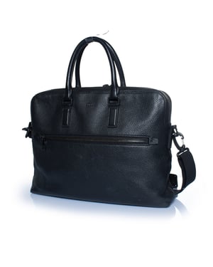 Hugo Boss Laptoptasche aus genarbtem Leder in Schwarz