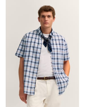 Bugatti Herren Kurzarm-Hemd Modern Fit mit einem Karo-Muster
