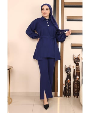 Schlitz Anzug Indigo