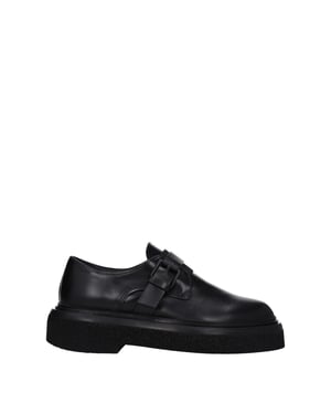 Max Mara schwarze Leder-Oxfords und Derbys