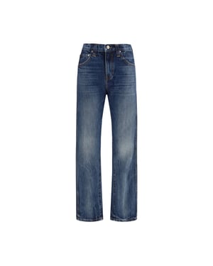 Khaite Blaue Baumwolle Hohe Taille Jeans
