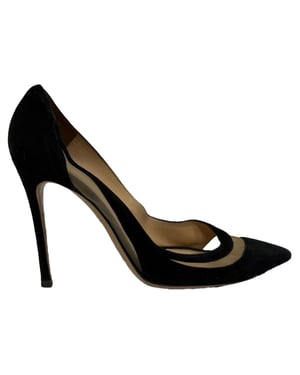 Gianvito Rossi Pre-owned Pumps mit spitzer Zehenpartie und Mesh‑Einsätzen aus Wildleder - Schwarz