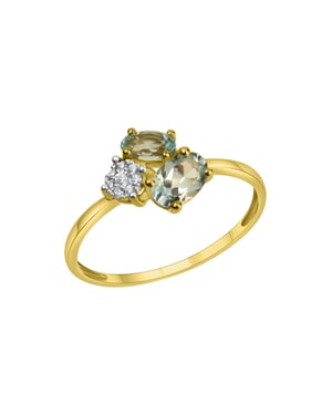 Fascination by Ellen K. Ring 375/- Gelbgold bicolor Blautopas und Zirkonia