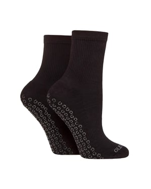 2 Paar Damen Yoga-Grip-Socken | Baumwollgepolsterte Mittellange Fitness-Pilates-Socken