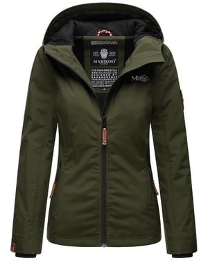 Marikoo Damen Übergangsjacke leichte wind- und wasserabweisende Jacke mit Kapuze Olive