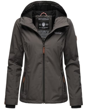 Marikoo Damen Übergangsjacke leichte wind- und wasserabweisende Jacke mit Kapuze Anthrazit