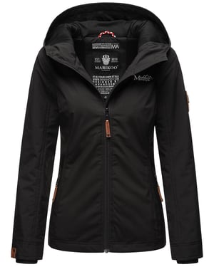 Marikoo Damen Übergangsjacke leichte wind- und wasserabweisende Jacke mit Kapuze Schwarz