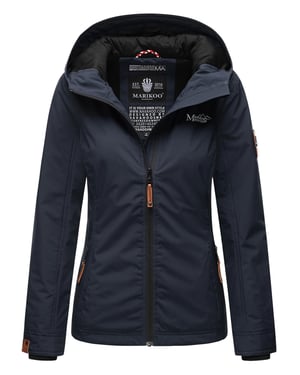 Marikoo Damen Übergangsjacke leichte wind- und wasserabweisende Jacke mit Kapuze Navy