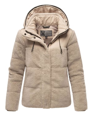 Marikoo Damen Teddy Puffer Jacke mit Kapuze & Reißverschluss – Kaguraa