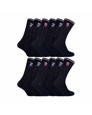 12 Paar Herren Retro Streifen Baumwoll-Sportsocken in Weiß & Schwarz