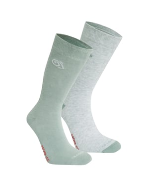 Craghoppers - Socken Insektenabwehr für Herren/Damen Unisex(2er-Pack) (Hellgrau Meliert/Flechten-Grün)