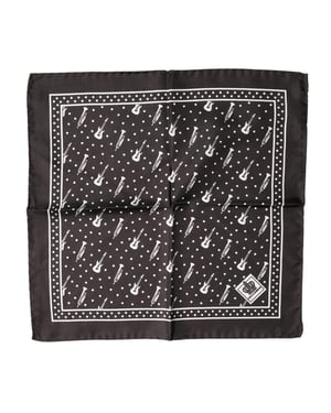 Dolce & Gabbana Schwarze Gitarre Trompete Herren Taschentuch Schal