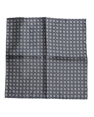Dolce & Gabbana Blau Gemustertes Seidiges Quadrat-Tuch Schal