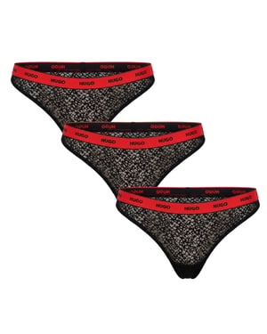 3er-Pack Damen Spitze Slips mit Logo 50535265